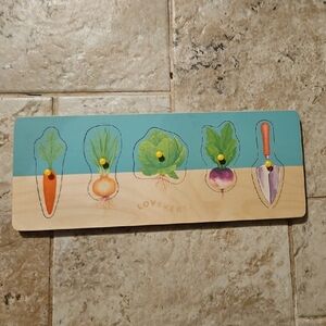 Wooden Vegetable Puzzle with Blue and Natural Finish